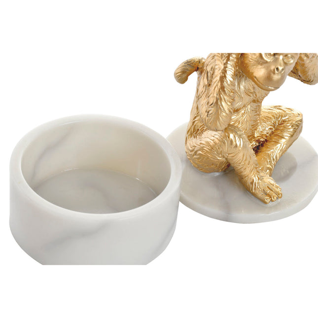 Deko-Figur DKD Home Decor 10,5 x 10,5 x 18,5 cm Gold Weiß Tropical Affen (3 Stücke)