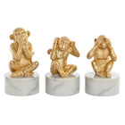 Deko-Figur DKD Home Decor 10,5 x 10,5 x 18,5 cm Gold Weiß Tropical Affen (3 Stücke)