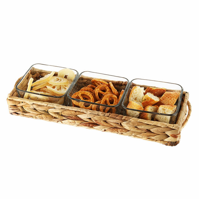 Tablett für Snacks DKD Home Decor 30 x 11 x 6 cm Kristall natürlich 280 ml
