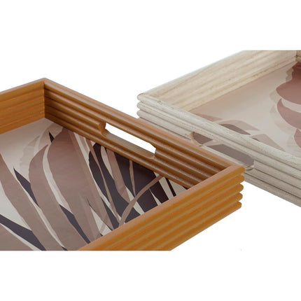 Tablettset DKD Home Decor natürlich Senf Holz MDF 40 x 5 x 30 cm Boho (2 Stück)