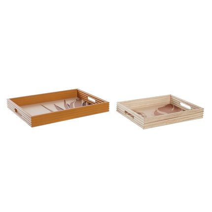 Tablettset DKD Home Decor natürlich Senf Holz MDF 40 x 5 x 30 cm Boho (2 Stück)