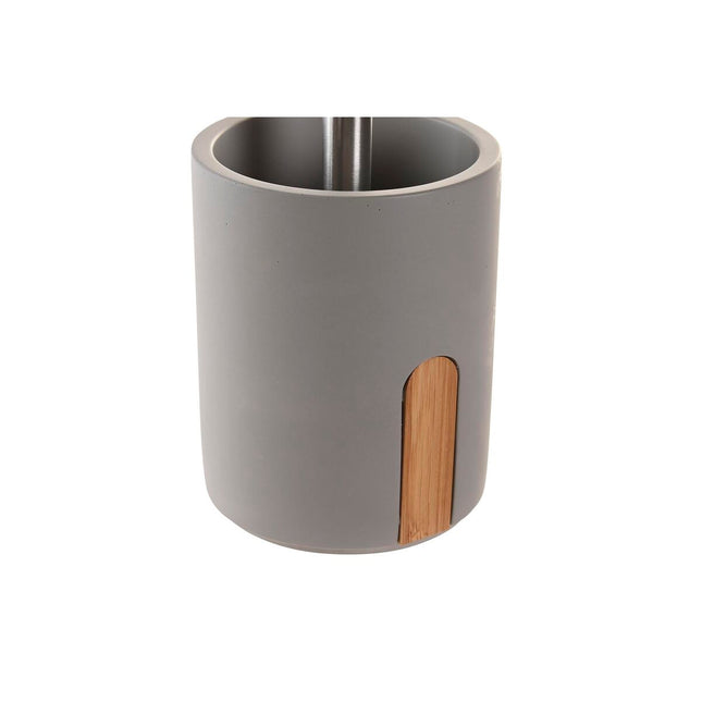 Toilettenbürste DKD Home Decor natürlich Grau Zement Bambus (9,5 X 9,5 X 36,5 CM)