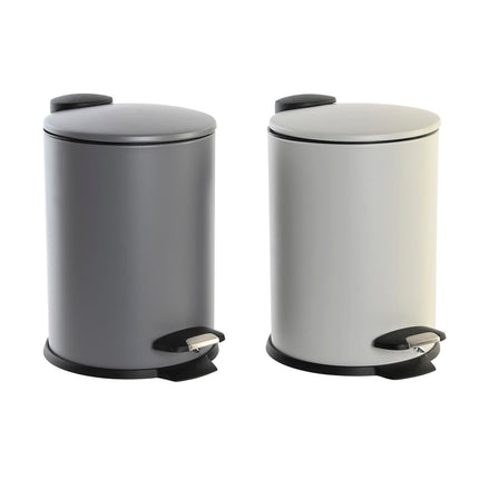 Papierkorb mit Pedal DKD Home Decor Dunkelgrau Hellgrau 3L (2 Stück)