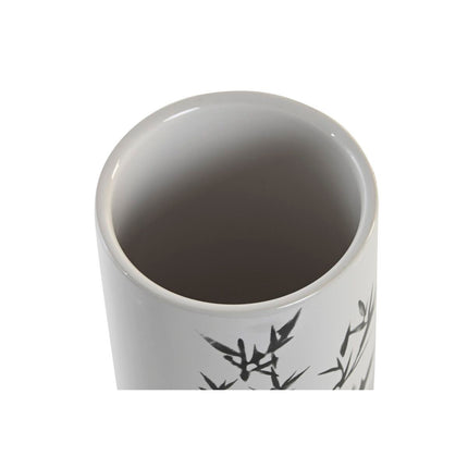 Zahnbürstenhalter DKD Home Decor Schwarz Kautschukholz Weiß Steingut (7,6 x 7,6 x 11 cm)