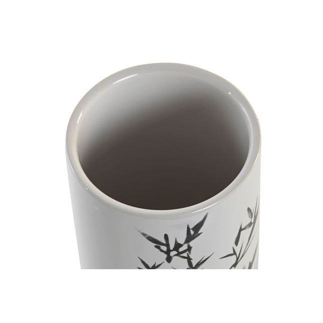 Zahnbürstenhalter DKD Home Decor Schwarz Kautschukholz Weiß Steingut (7,6 x 7,6 x 11 cm)