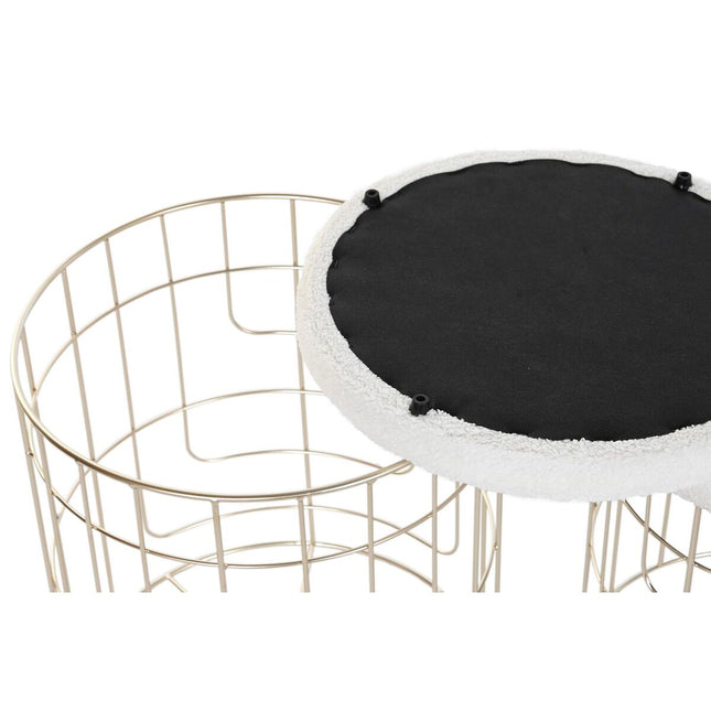 Fußstütze DKD Home Decor Beige Gold Metall Weiß Moderne (38 x 38 x 44 cm) (35 x 35 x 40 cm)