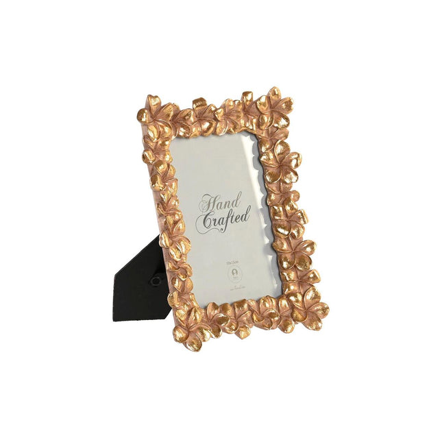 Fotorahmen DKD Home Decor 15,6 x 2,4 x 20 cm Gold Harz Blomster Tropical