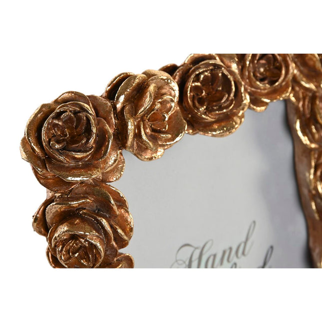 Fotorahmen DKD Home Decor 15,5 x 3,2 x 20,3 cm Gold Harz Rosen Romantisch