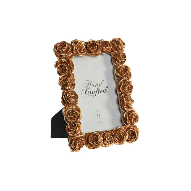 Fotorahmen DKD Home Decor 15,5 x 3,2 x 20,3 cm Gold Harz Rosen Romantisch