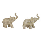 Deko-Figur DKD Home Decor 22,7 x 11 x 20,8 cm Elefant Beige Gold Kolonial (2 Stück)