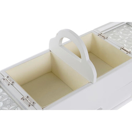 Box-Schmuckkästchen DKD Home Decor Kristall Weiß Elfenbein Holz MDF (30 x 17 x 24 cm)