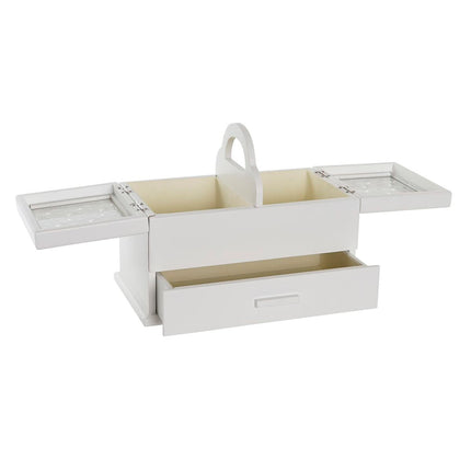 Box-Schmuckkästchen DKD Home Decor Kristall Weiß Elfenbein Holz MDF (30 x 17 x 24 cm)