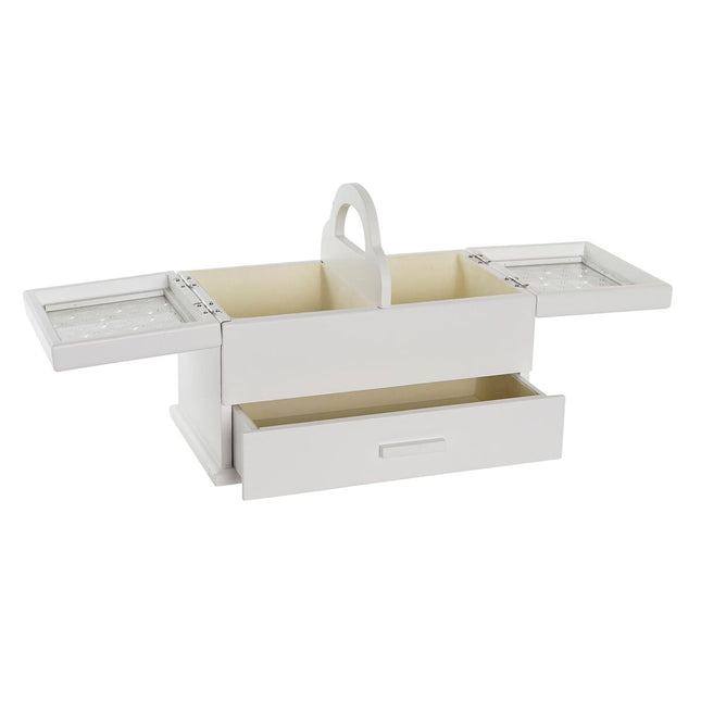 Box-Schmuckkästchen DKD Home Decor Kristall Weiß Elfenbein Holz MDF (30 x 17 x 24 cm)