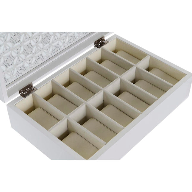 Uhrenbox DKD Home Decor 29 x 20 x 9 cm Kristall Weiß Elfenbein Holz MDF