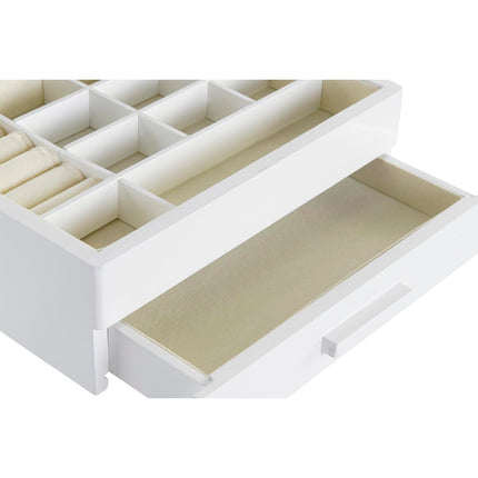 Box-Schmuckkästchen DKD Home Decor Kristall Weiß Elfenbein 21 x 16 x 9 cm Holz MDF