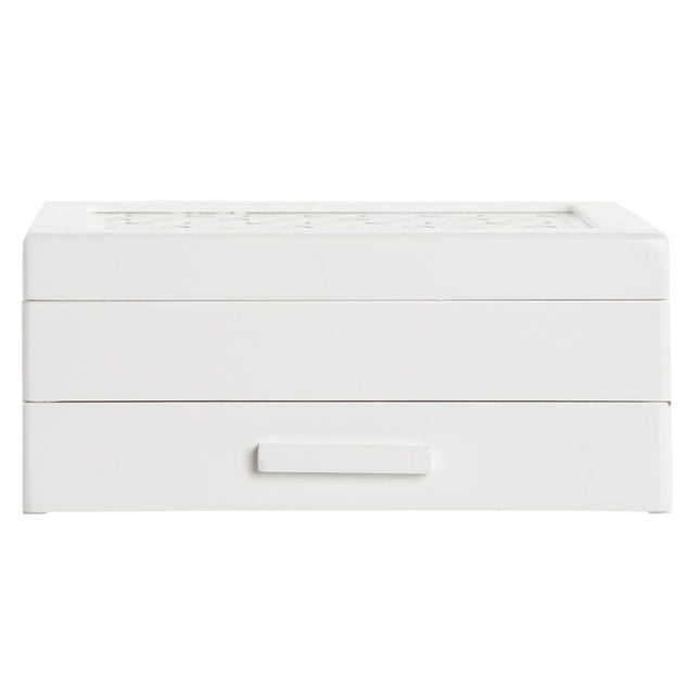 Box-Schmuckkästchen DKD Home Decor Kristall Weiß Elfenbein 21 x 16 x 9 cm Holz MDF