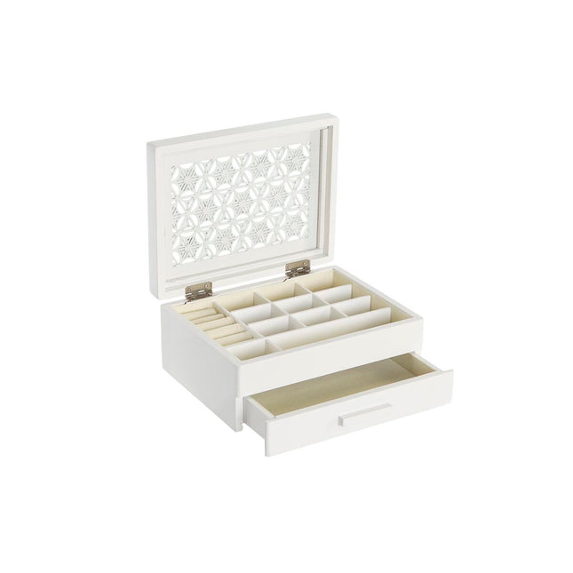 Box-Schmuckkästchen DKD Home Decor Kristall Weiß Elfenbein 21 x 16 x 9 cm Holz MDF