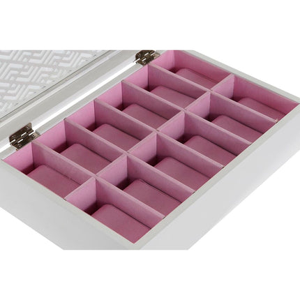 Uhrenbox DKD Home Decor 29 x 20 x 9 cm Kristall Weiß Hellrosa Holz MDF