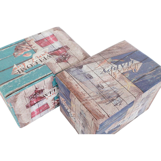 Mehrzweckbox DKD Home Decor Polyurethan Bunt Pappe Mediterraner (59 x 40 x 40 cm) (2 Stück)
