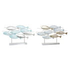 Deko-Figur DKD Home Decor 65,4 x 9 x 39,5 cm Silberfarben Blau Gold Spiralen Mediterraner (2 Stück)