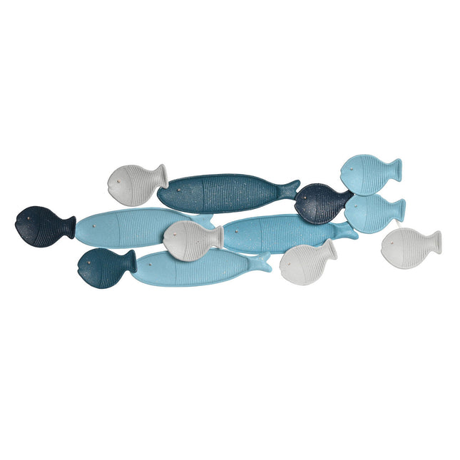 Wanddekoration DKD Home Decor Blau Metall Weiß Mediterraner Fische (105 x 5 x 31 cm)