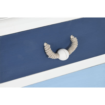 Schubladenschrank DKD Home Decor Weiß Himmelsblau Marineblau Schnur Holz MDF 80 x 40 x 80 cm