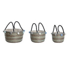 Korb-Set DKD Home Decor Polyester Bommeln 43 x 43 x 43 cm Seegras
