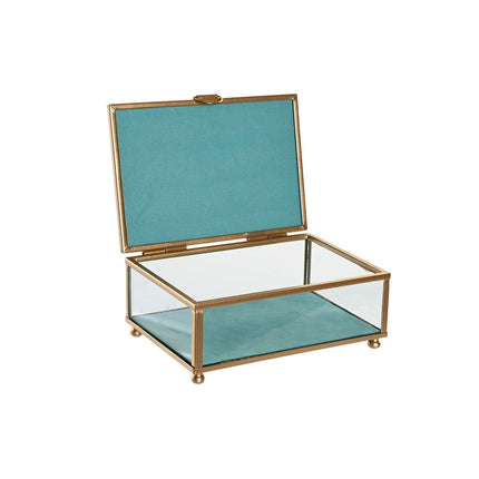 Box-Schmuckkästchen DKD Home Decor Kristall türkis Himmelsblau Eisen (15 x 10 x 6 cm) (2 Stück)