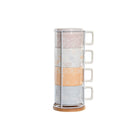 Satz von Kaffeetassen DKD Home Decor Rot Blau Metall Weiß Gelb Bambus 260 ml 4 Stücke Dolomite