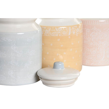 Gefäß DKD Home Decor Blau Rosa Gelb Dolomite Shabby Chic (12 x 12 x 16 cm) (3 Stück)