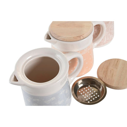 Untersetzblech für Fleisch oder Fisch DKD Home Decor Blau Rosa Edelstahl Gelb Steingut Holz MDF 680 ml 3 Stück