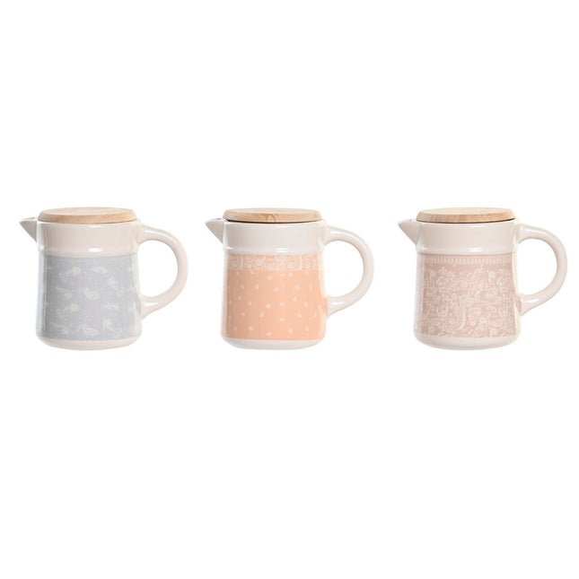 Untersetzblech für Fleisch oder Fisch DKD Home Decor Blau Rosa Edelstahl Gelb Steingut Holz MDF 680 ml 3 Stück