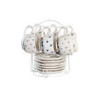 Satz mit Tassen- und Tellern DKD Home Decor Blau Metall Weiß 180 ml Dolomite