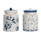Gefäß DKD Home Decor Blau Weiß Dolomite (15 x 15 x 21 cm) (2 Stück)