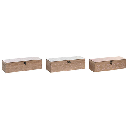 Teebox DKD Home Decor 30 x 9 x 8 cm Kristall Rosa Weiß 3 Stücke Holz MDF