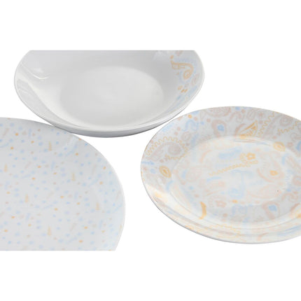 Geschirr-Set DKD Home Decor Porzellan Blau Rosa Weiß 27 x 27 x 3 cm 18 Stücke