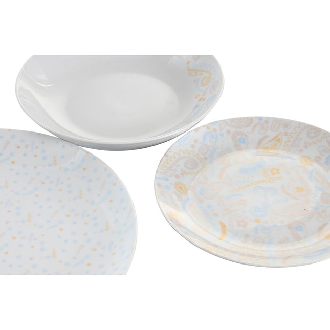 Geschirr-Set DKD Home Decor Porzellan Blau Rosa Weiß 27 x 27 x 3 cm 18 Stücke