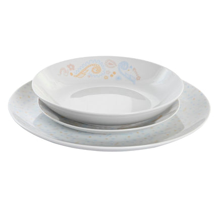 Geschirr-Set DKD Home Decor Porzellan Blau Rosa Weiß 27 x 27 x 3 cm 18 Stücke