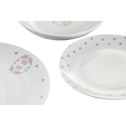 Geschirr-Set DKD Home Decor Porzellan Rosa Weiß 27 x 27 x 3 cm 18 Stücke