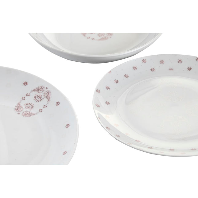Geschirr-Set DKD Home Decor Porzellan Rosa Weiß 27 x 27 x 3 cm 18 Stücke