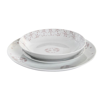 Geschirr-Set DKD Home Decor Porzellan Rosa Weiß 27 x 27 x 3 cm 18 Stücke