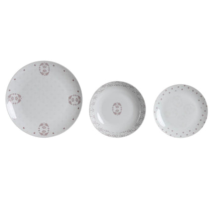 Geschirr-Set DKD Home Decor Porzellan Rosa Weiß 27 x 27 x 3 cm 18 Stücke