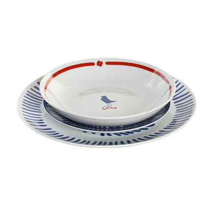 Geschirr-Set DKD Home Decor Porzellan Rot Blau Weiß 27 x 27 x 3 cm 18 Stücke
