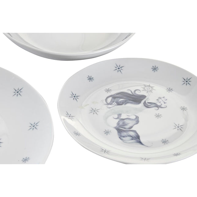 Geschirr-Set DKD Home Decor Porzellan Blau Weiß 27 x 27 x 3 cm 18 Stücke