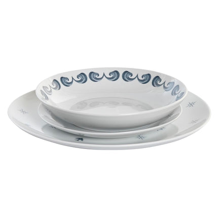 Geschirr-Set DKD Home Decor Porzellan Blau Weiß 27 x 27 x 3 cm 18 Stücke