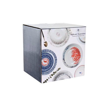 Geschirr-Set DKD Home Decor Porzellan Blau Weiß 27 x 27 x 3 cm 18 Stücke