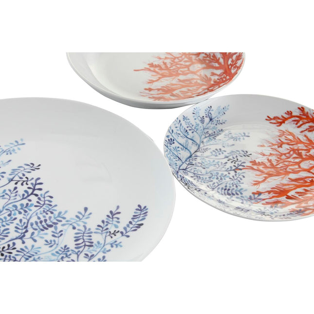 Geschirr-Set DKD Home Decor Porzellan Blau Pink 27 x 27 x 3 cm 18 Stücke