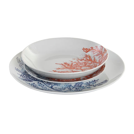 Geschirr-Set DKD Home Decor Porzellan Blau Pink 27 x 27 x 3 cm 18 Stücke