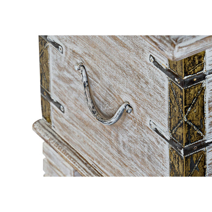 Truhe DKD Home Decor Gold Metall Weiß Mango-Holz (80 x 40 x 45 cm)