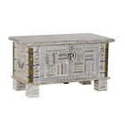 Truhe DKD Home Decor Gold Metall Weiß Mango-Holz (80 x 40 x 45 cm)
